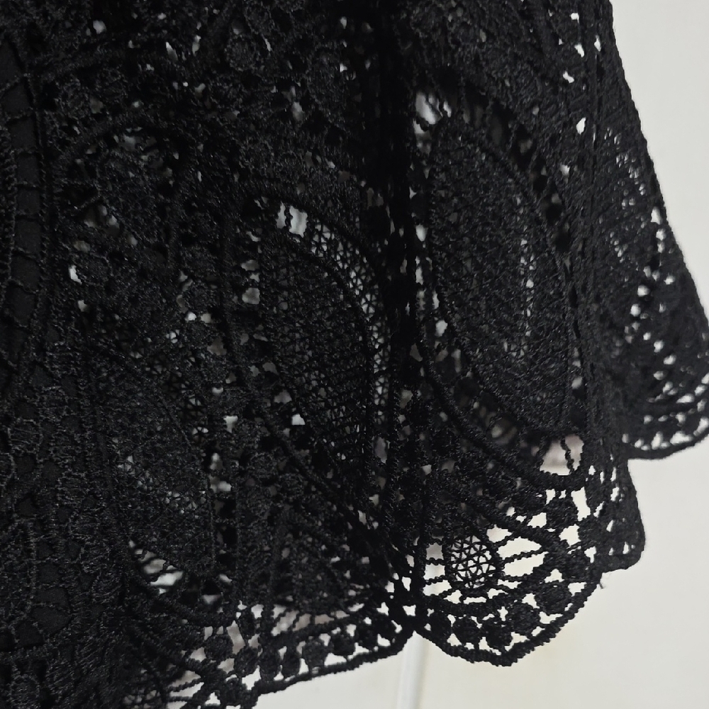White House Black Market Womens Dress Black Lacy Lined‎ Zips Steaps Sz 6 EUC. - Picture 4 of 11